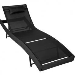 Tectake Bains De Soleil Et Chaises Longues Bain De Soleil DELPHINE 5 Positions Noir