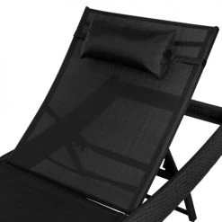 Tectake Bains De Soleil Et Chaises Longues Bain De Soleil DELPHINE 5 Positions Noir -Fauteuils de jardin Soldes Boutique bain de soleil delphine 5 positions noir 5