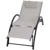 Outsunny Bains De Soleil Et Chaises Longues Bain De Soleil Design Inclinable Repose-pied Réglable Beige -Fauteuils de jardin Soldes Boutique bain de soleil design inclinable repose pied reglable beige