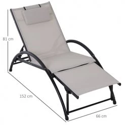 Outsunny Bains De Soleil Et Chaises Longues Bain De Soleil Design Inclinable Repose-pied Réglable Beige -Fauteuils de jardin Soldes Boutique bain de soleil design inclinable repose pied reglable beige 2