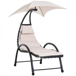 Outsunny Bains De Soleil Et Chaises Longues Bain De Soleil Design Pare-soleil Et Matelas Beige
