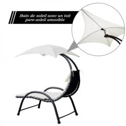 Outsunny Bains De Soleil Et Chaises Longues Bain De Soleil Design Pare-soleil Et Matelas écru -Fauteuils de jardin Soldes Boutique bain de soleil design pare soleil et matelas ecru 5