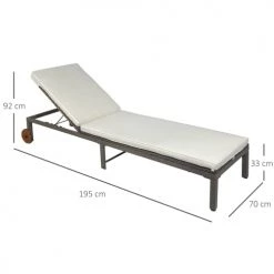 Outsunny Bains De Soleil Et Chaises Longues Bain De Soleil Dossier Inclinable Matelas Inclus Métal Résine Marron -Fauteuils de jardin Soldes Boutique bain de soleil dossier inclinable matelas inclus metal resine marron 2