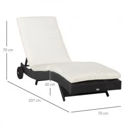 Outsunny Bains De Soleil Et Chaises Longues Bain De Soleil Dossier Inclinable Matelas Inclus Résine Tressée Noir -Fauteuils de jardin Soldes Boutique bain de soleil dossier inclinable matelas inclus resine tressee noir 2