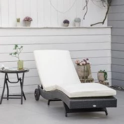 Outsunny Bains De Soleil Et Chaises Longues Bain De Soleil Dossier Inclinable Matelas Inclus Résine Tressée Noir -Fauteuils de jardin Soldes Boutique bain de soleil dossier inclinable matelas inclus resine tressee noir 3
