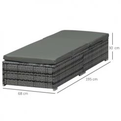 Outsunny Bains De Soleil Et Chaises Longues Bain De Soleil Dossier Réglable Matelas Déperlant Déhoussable Résine -Fauteuils de jardin Soldes Boutique bain de soleil dossier reglable matelas deperlant dehoussable resine 2