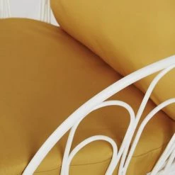 Maisons Du Monde Bains De Soleil Et Chaises Longues Bain De Soleil En Acier Blanc Et Coussins Ocre -Fauteuils de jardin Soldes Boutique bain de soleil en acier blanc et coussins ocre 1000 9 31 219258 3