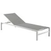 Gescova Bains De Soleil Et Chaises Longues Bain De Soleil En Alu Mat Blanc Et Textilène Gris -Fauteuils de jardin Soldes Boutique bain de soleil en alu mat blanc et textilene gris