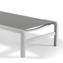 Gescova Bains De Soleil Et Chaises Longues Bain De Soleil En Alu Mat Blanc Et Textilène Gris -Fauteuils de jardin Soldes Boutique bain de soleil en alu mat blanc et textilene gris 2