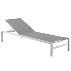 Gescova Bains De Soleil Et Chaises Longues Bain De Soleil En Alu Mat Blanc Et Textilène Gris