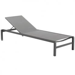 Gescova Bains De Soleil Et Chaises Longues Bain De Soleil En Alu Mat Et Textilène Gris Anthracite