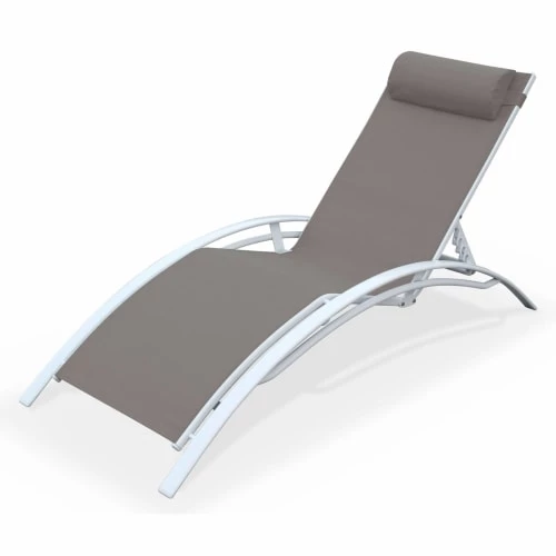 Alice's Garden Bains De Soleil Et Chaises Longues Bain De Soleil En Aluminium Et Textilène Taupe Et Blanc 3 Alice's Garden Bains De Soleil Et Chaises Longues Bain De Soleil En Aluminium Et Textilène Taupe Et Blanc