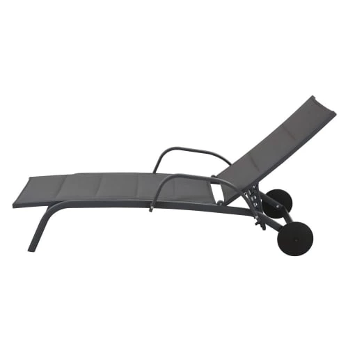 Maisons Du Monde Bains De Soleil Et Chaises Longues Bain De Soleil En Aluminium Et Toile Plastifiée Gris Anthracite 4 Maisons Du Monde Bains De Soleil Et Chaises Longues Bain De Soleil En Aluminium Et Toile Plastifiée Gris Anthracite – Image 2