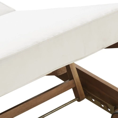 Maisons Du Monde Bains De Soleil Et Chaises Longues Bain De Soleil En Bois D'acacia Massif Et Coussins écrus à Roulettes 5 Maisons Du Monde Bains De Soleil Et Chaises Longues Bain De Soleil En Bois D'acacia Massif Et Coussins écrus à Roulettes – Image 3