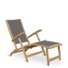 MOYCOR Bains De Soleil Et Chaises Longues Bain De Soleil En Bois De Teck Beige Et Screen Gris -Fauteuils de jardin Soldes Boutique bain de soleil en bois de teck beige et screen gris