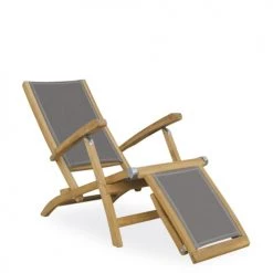 MOYCOR Bains De Soleil Et Chaises Longues Bain De Soleil En Bois De Teck Beige Et Screen Gris -Fauteuils de jardin Soldes Boutique bain de soleil en bois de teck beige et screen gris 2