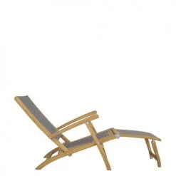 MOYCOR Bains De Soleil Et Chaises Longues Bain De Soleil En Bois De Teck Beige Et Screen Gris -Fauteuils de jardin Soldes Boutique bain de soleil en bois de teck beige et screen gris 3