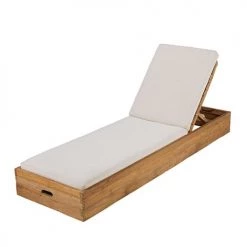 Maisons Du Monde Bains De Soleil Et Chaises Longues Bain De Soleil En Teck Recyclé Et Coussin Sable -Fauteuils de jardin Soldes Boutique bain de soleil en teck recycle et coussin sable 1000 6 10 164379 2