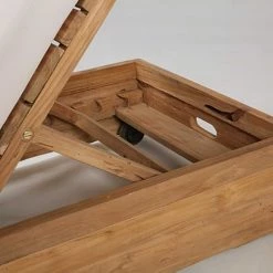 Maisons Du Monde Bains De Soleil Et Chaises Longues Bain De Soleil En Teck Recyclé Et Coussin Sable -Fauteuils de jardin Soldes Boutique bain de soleil en teck recycle et coussin sable 1000 6 10 164379 4