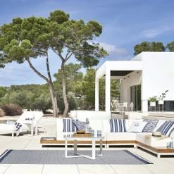 Maisons Du Monde Bains De Soleil Et Chaises Longues Bain De Soleil En Textile Enduit Blanc Avec Tablette En Aluminium -Fauteuils de jardin Soldes Boutique bain de soleil en textile enduit blanc avec tablette en aluminium 1000 7 3 198074 4