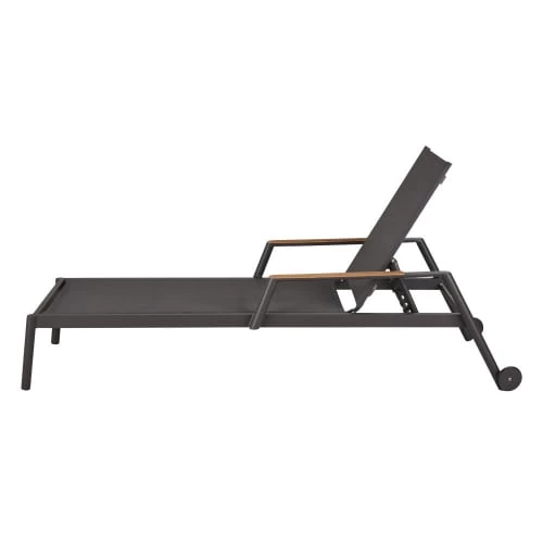 Maisons Du Monde Bains De Soleil Et Chaises Longues Bain De Soleil En Toile Plastifiée Gris Anthracite Et Bois De Teck Massif à Roulettes 3 Maisons Du Monde Bains De Soleil Et Chaises Longues Bain De Soleil En Toile Plastifiée Gris Anthracite Et Bois De Teck Massif à Roulettes