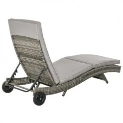 Outsunny Bains De Soleil Et Chaises Longues Bain De Soleil Inclinable 5 Positions Matelas Résine Tressée Gris -Fauteuils de jardin Soldes Boutique bain de soleil inclinable 5 positions matelas resine tressee gris 5