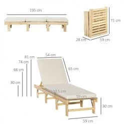 Outsunny Bains De Soleil Et Chaises Longues Bain De Soleil Inclinable Avec Matelas Rembourré Sapin Polyester Beige 10 Outsunny Bains De Soleil Et Chaises Longues Bain De Soleil Inclinable Avec Matelas Rembourré Sapin Polyester Beige -Fauteuils de jardin Soldes Boutique bain de soleil inclinable avec matelas rembourre sapin polyester beige 2