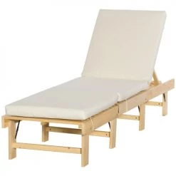 Outsunny Bains De Soleil Et Chaises Longues Bain De Soleil Inclinable Avec Matelas Rembourré Sapin Polyester Beige 11 Outsunny Bains De Soleil Et Chaises Longues Bain De Soleil Inclinable Avec Matelas Rembourré Sapin Polyester Beige -Fauteuils de jardin Soldes Boutique bain de soleil inclinable avec matelas rembourre sapin polyester beige 3