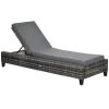 Outsunny Bains De Soleil Et Chaises Longues Bain De Soleil Inclinable Grand Confort En Résine Avec Matelas Gris -Fauteuils de jardin Soldes Boutique bain de soleil inclinable grand confort en resine avec matelas gris