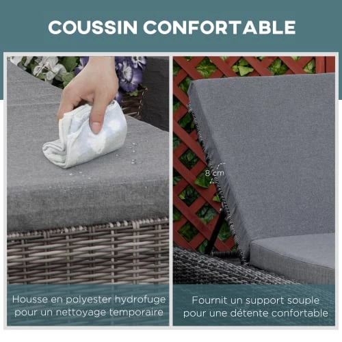 Outsunny Bains De Soleil Et Chaises Longues Bain De Soleil Inclinable Grand Confort En Résine Avec Matelas Gris 8 Outsunny Bains De Soleil Et Chaises Longues Bain De Soleil Inclinable Grand Confort En Résine Avec Matelas Gris – Image 6