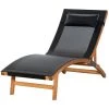Outsunny Bains De Soleil Et Chaises Longues Bain De Soleil Inclinable Style Tropical Pin Textilène Noir -Fauteuils de jardin Soldes Boutique bain de soleil inclinable style tropical pin textilene noir