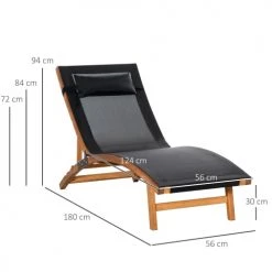 Outsunny Bains De Soleil Et Chaises Longues Bain De Soleil Inclinable Style Tropical Pin Textilène Noir -Fauteuils de jardin Soldes Boutique bain de soleil inclinable style tropical pin textilene noir 2