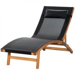 Outsunny Bains De Soleil Et Chaises Longues Bain De Soleil Inclinable Style Tropical Pin Textilène Noir