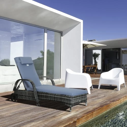 Outsunny Bains De Soleil Et Chaises Longues Bain De Soleil Inclinaison Réglable Matelas Accoudoirs Résine Gris 4 Outsunny Bains De Soleil Et Chaises Longues Bain De Soleil Inclinaison Réglable Matelas Accoudoirs Résine Gris – Image 2