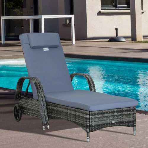Outsunny Bains De Soleil Et Chaises Longues Bain De Soleil Inclinaison Réglable Matelas Accoudoirs Résine Gris 6 Outsunny Bains De Soleil Et Chaises Longues Bain De Soleil Inclinaison Réglable Matelas Accoudoirs Résine Gris – Image 4