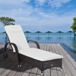 Outsunny Bains De Soleil Et Chaises Longues Bain De Soleil Inclinaison Réglable Matelas Résine Brun Foncé -Fauteuils de jardin Soldes Boutique bain de soleil inclinaison reglable matelas resine brun fonce 1
