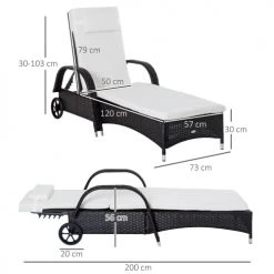 Outsunny Bains De Soleil Et Chaises Longues Bain De Soleil Inclinaison Réglable Matelas Résine Brun Foncé -Fauteuils de jardin Soldes Boutique bain de soleil inclinaison reglable matelas resine brun fonce 2