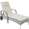 Tectake Bains De Soleil Et Chaises Longues Bain De Soleil Métal 6 Positions Avec Roulettes Gris Clair -Fauteuils de jardin Soldes Boutique bain de soleil metal 6 positions avec roulettes gris clair