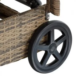 Tectake Bains De Soleil Et Chaises Longues Bain De Soleil Métal 6 Positions Avec Roulettes Marron Naturel/gris -Fauteuils de jardin Soldes Boutique bain de soleil metal 6 positions avec roulettes marron naturel gris 3