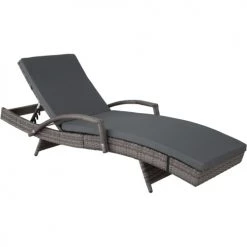 Tectake Bains De Soleil Et Chaises Longues Bain De Soleil OCEANE 5 Positions Cadre En Aluminium Gris