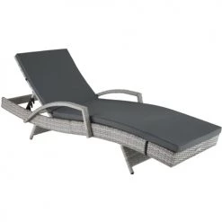 Tectake Bains De Soleil Et Chaises Longues Bain De Soleil OCEANE 5 Positions Cadre En Aluminium Gris Clair