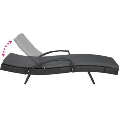 Tectake Bains De Soleil Et Chaises Longues Bain De Soleil OCEANE 5 Positions Cadre En Aluminium Noir -Fauteuils de jardin Soldes Boutique bain de soleil oceane 5 positions cadre en aluminium noir 1