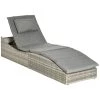 Outsunny Bains De Soleil Et Chaises Longues Bain De Soleil Pliable Inclinaison Réglable Matelas Gris Chiné -Fauteuils de jardin Soldes Boutique bain de soleil pliable inclinaison reglable matelas gris chine