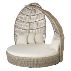 Maisons Du Monde Bains De Soleil Et Chaises Longues Bain De Soleil Rond 2 Places En Résine Et Coussins Blancs -Fauteuils de jardin Soldes Boutique bain de soleil rond 2 places en resine et coussins blancs 1000 16 36 198763 3