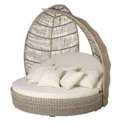 Maisons Du Monde Bains De Soleil Et Chaises Longues Bain De Soleil Rond 2 Places En Résine Et Coussins Blancs -Fauteuils de jardin Soldes Boutique bain de soleil rond 2 places en resine et coussins blancs 1000 16 36 198763 4