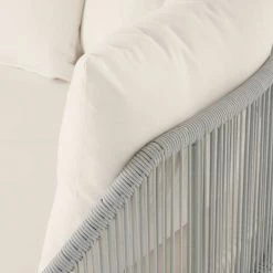 Maisons Du Monde Bains De Soleil Et Chaises Longues Bain De Soleil Rond En Corde Tressée Grise Et Toile Blanche -Fauteuils de jardin Soldes Boutique bain de soleil rond en corde tressee grise et toile blanche 1000 9 22 198790 3
