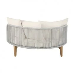 Maisons Du Monde Bains De Soleil Et Chaises Longues Bain De Soleil Rond En Corde Tressée Grise Et Toile Blanche -Fauteuils de jardin Soldes Boutique bain de soleil rond en corde tressee grise et toile blanche 1000 9 22 198790 4