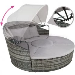 Tectake Bains De Soleil Et Chaises Longues Bain De Soleil Rond Modulable SANTORIN Gris -Fauteuils de jardin Soldes Boutique bain de soleil rond modulable santorin gris 2