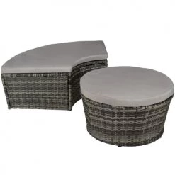 Tectake Bains De Soleil Et Chaises Longues Bain De Soleil Rond Modulable SANTORIN Gris -Fauteuils de jardin Soldes Boutique bain de soleil rond modulable santorin gris 4