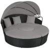 Tectake Bains De Soleil Et Chaises Longues Bain De Soleil Rond Modulable SANTORIN Noir/gris -Fauteuils de jardin Soldes Boutique bain de soleil rond modulable santorin noir gris